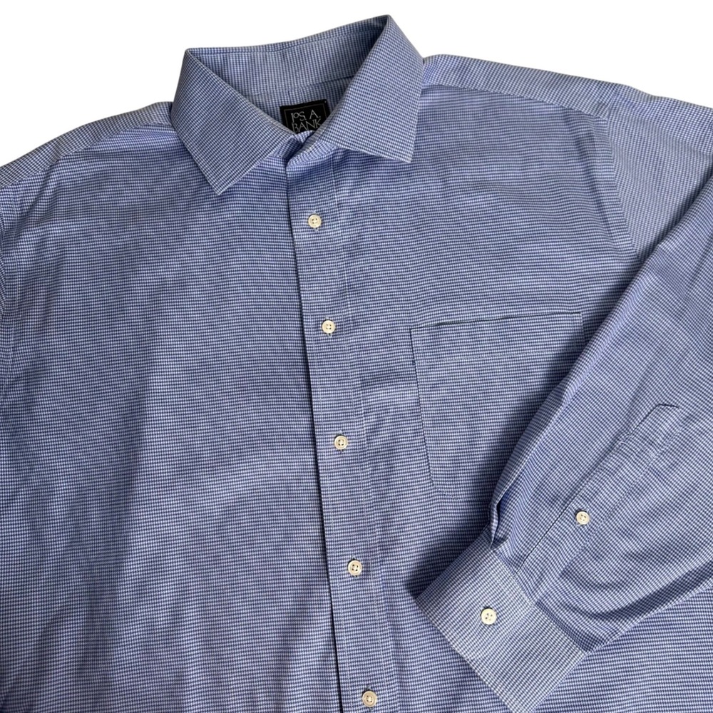 Jos A Bank Traveler‎ Travel Tech Tailored Fit Blue Dress Shirt 17-33